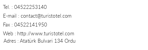 Turist Otel telefon numaralar, faks, e-mail, posta adresi ve iletiim bilgileri